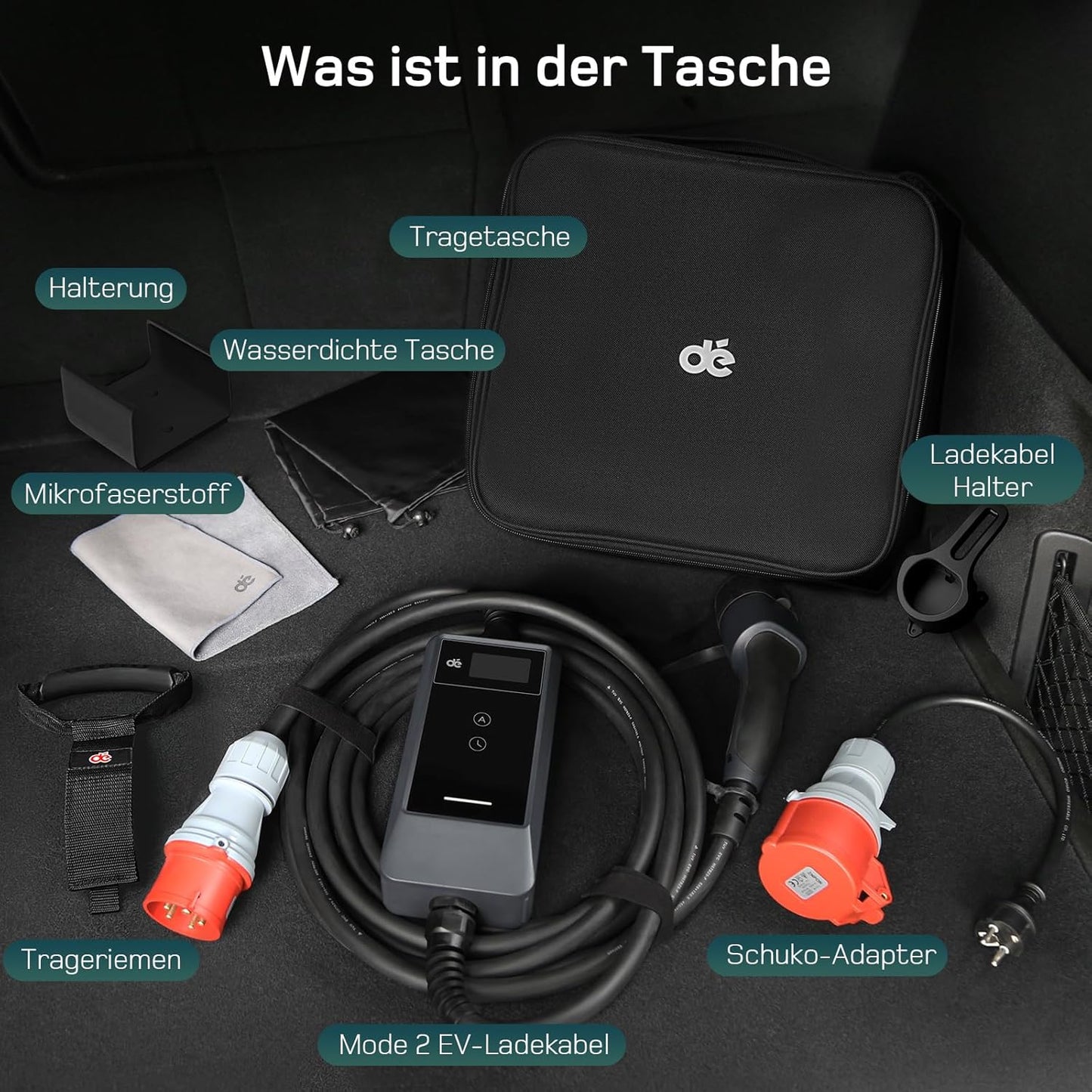 Wallbox Mobil DeAccessories  22kW /32A Trifazat și Aplicație Type 2