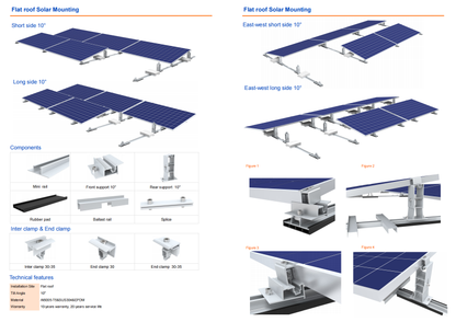 Sistem de Balast din Aluminiu Reglabil 5-10 ° pentru Acoperiș Plat Tip 5 - Sistem de Montaj PV
